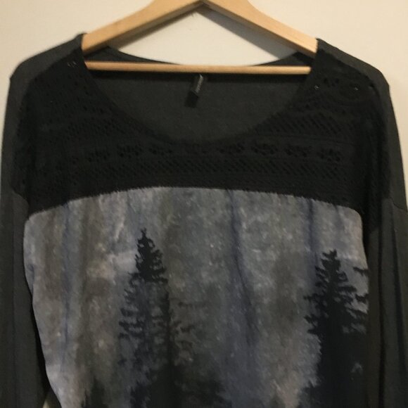 Soyaconcept Watercolour Forest Print Long Sleeve Crochet Collar Jersey T… - Picture 6 of 16